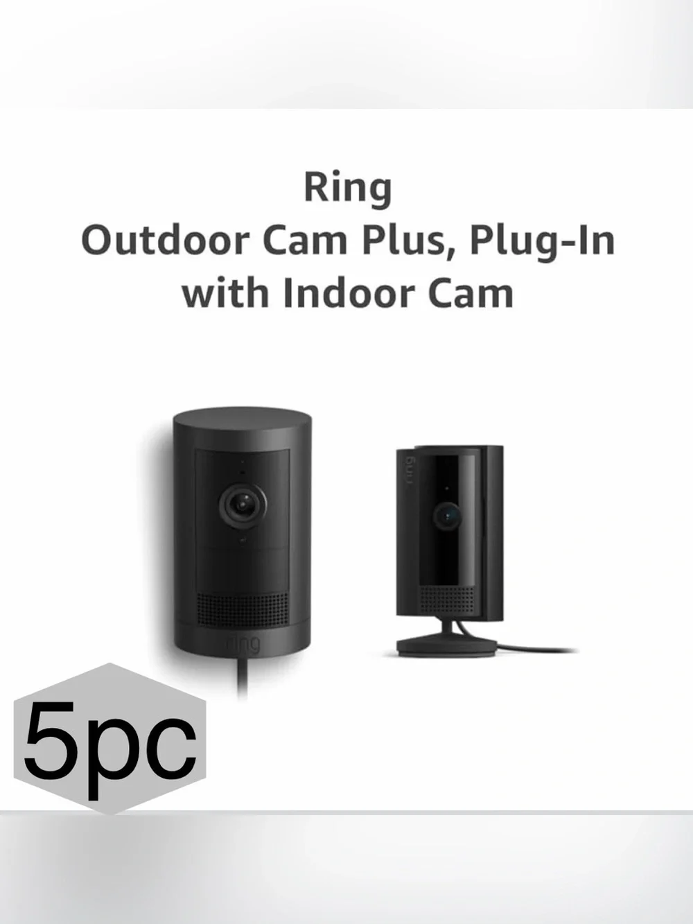 5 cameras Ring Dual Cam System in Black — Outdoor Cam Plus & Plug-In Indoor Cam